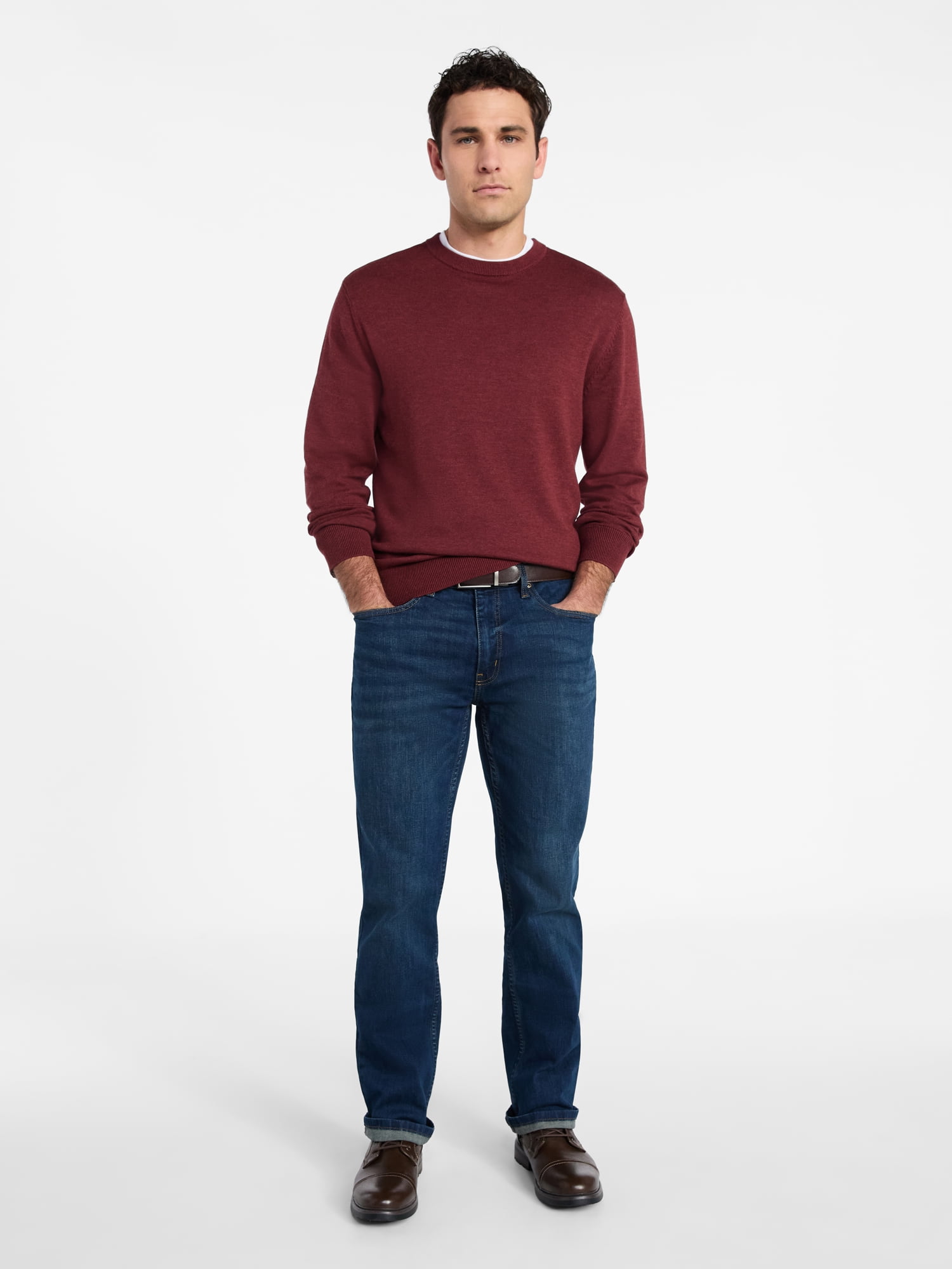 George Men's & Big Men's Relaxed Fit Lightweight Crewneck Sweater, Sizes XS-3XL