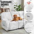 thumbnail image 4 of Xoenoiee White Marble Print Recliner Couch Cover, 8-Pieces Stretch Recliner Sofa Covers, Soft Reclining Slipcover, Washable Furniture Protector for Pets, 4 of 7