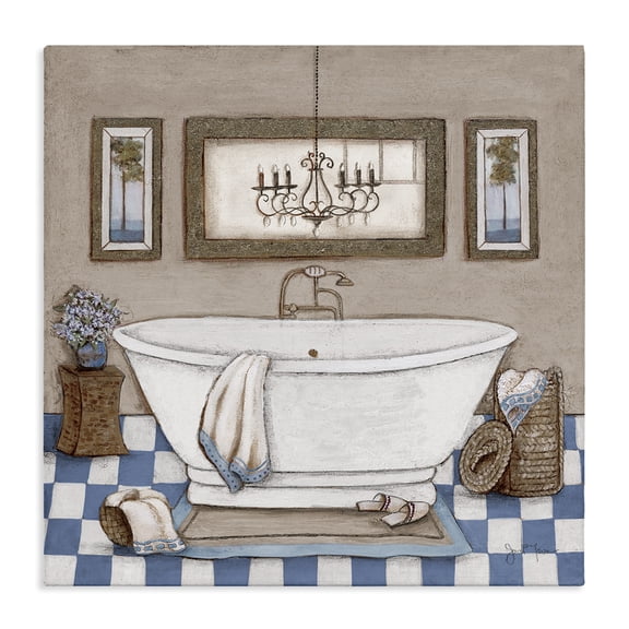 Stupell Industries Checkered Bathroom & Chandelier Canvas Wall Art, design by Janet Tava
