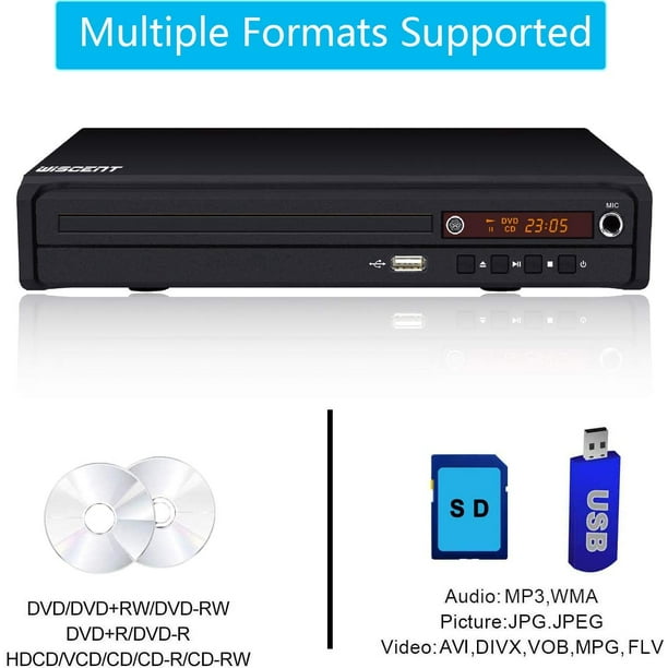 Lecteur DVD Blu Ray avec HDMI, Lecteur à rayons bleus portable pour TV Mini  lecteur CD compact 1080P Lecteur à disque bleu