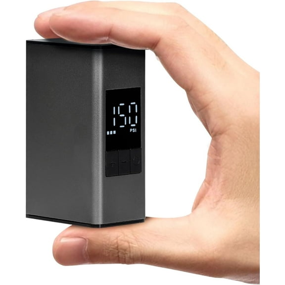 Mini Electric Bike Pump with Pressure Gauge- 150PSI Portable Bicycle Tire Pump with Auto Stop, Pocket Tiny Air Pump with Presta & Schrader Valve Adapter