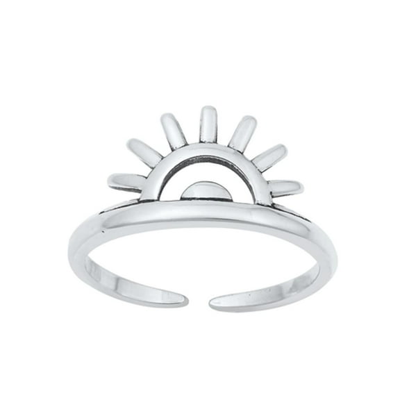 Sterling Silver Sunset Sun Toe Midi Ring Adjustable Day Band .925 New Jewelry Female Unisex