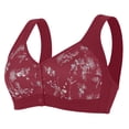 thumbnail image 3 of Byworldtasic Plus Size Front Closure Floral Bra for Women Wirefree Breathable Cotton Wide Strap Comfort Everyday Sleep Bra, 3 of 9