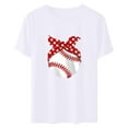 thumbnail image 4 of EQWLJWE Hauts d'Été pour Femmes Hauts pour Femmes Liquidation Mode Féminine Été Col Rond Loisirs Manches Courtes Imprimé Baseball, 4 of 5