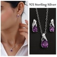 thumbnail image 4 of Wedding Costume Jewelry Set for Women Purple Amethyst Drop Earrings Bridal Necklace 925 Sterling Silver Stainless Steel Bridesmaid Women for Bride Size 20" Birthday Christmas Gifts, 4 of 13
