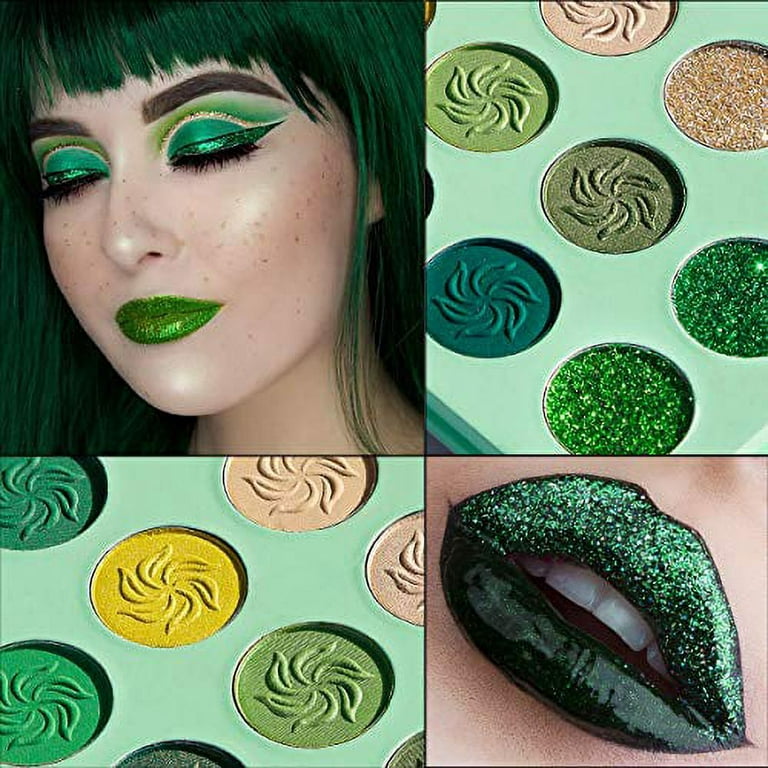 Afflano Multichrome Blue Green Eyeshadow Palette Pigmented, Duo Chrome Gold  Yellow Green Glitter Eyeshadow Palette Shimmery, Holographic Glitter