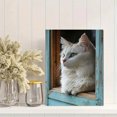thumbnail image 2 of Qisvanset Framed Canvas Wall Art 12x16 Inch Rustic Window White Cat Farmhouse Pet Lover Art, 2 of 5