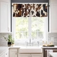 thumbnail image 3 of Cowhide Kitchen Curtains and Valances Set, Cow Skin Texture Rod Pocket Window Valance 18 Inch Abstract Countryside Western Window Curtain Panels for Living Room Bedroom Laundry, 27.5x24in, 3 Pieces, 3 of 6