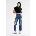 thumbnail image 4 of Mica Denim - High Rise Heavily Distressed Straight Crop Jeans (27.5" Inseam) - MDP-T3014M, 4 of 8