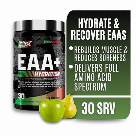 Nutrex Research EAA Hydration EAAs + BCAA Powder Muscle Recovery, Strength, Endurance 8G Essential Amino Acids + Electrolytes Apple Pear