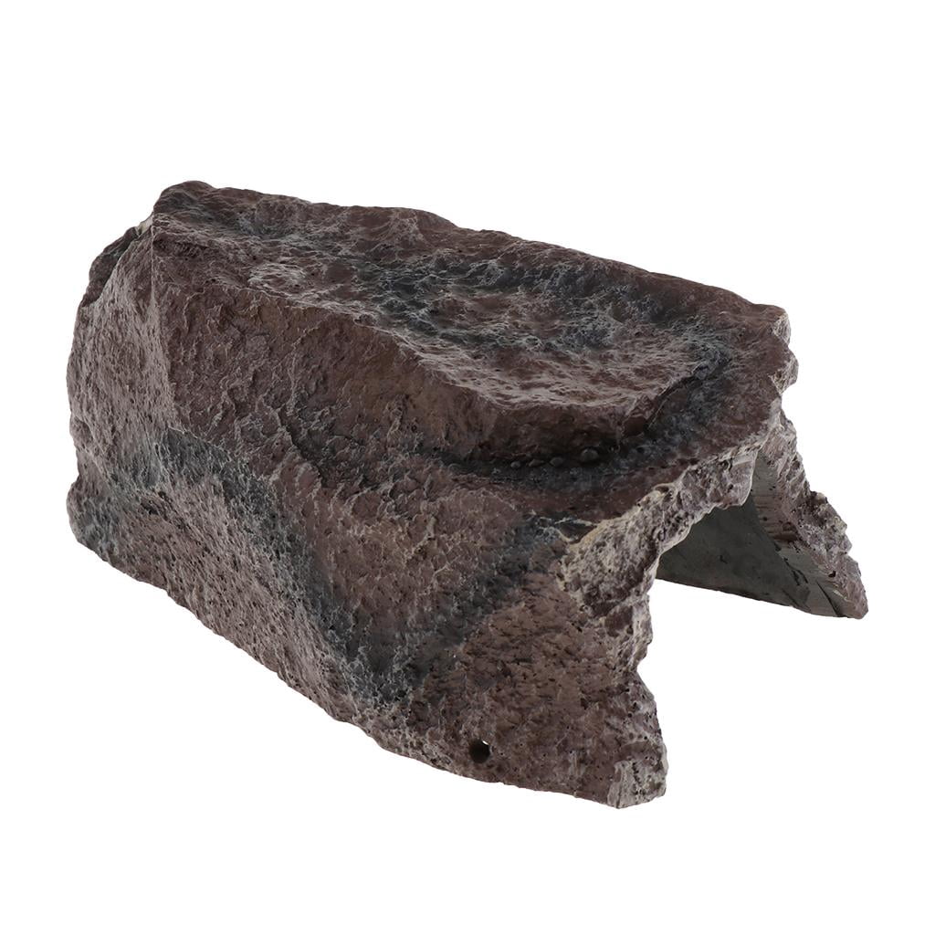 Reptile Hideout Resin Vivid Rock Cave Aquarium Fish Tank Turtle Frog Basking Platform Maroon