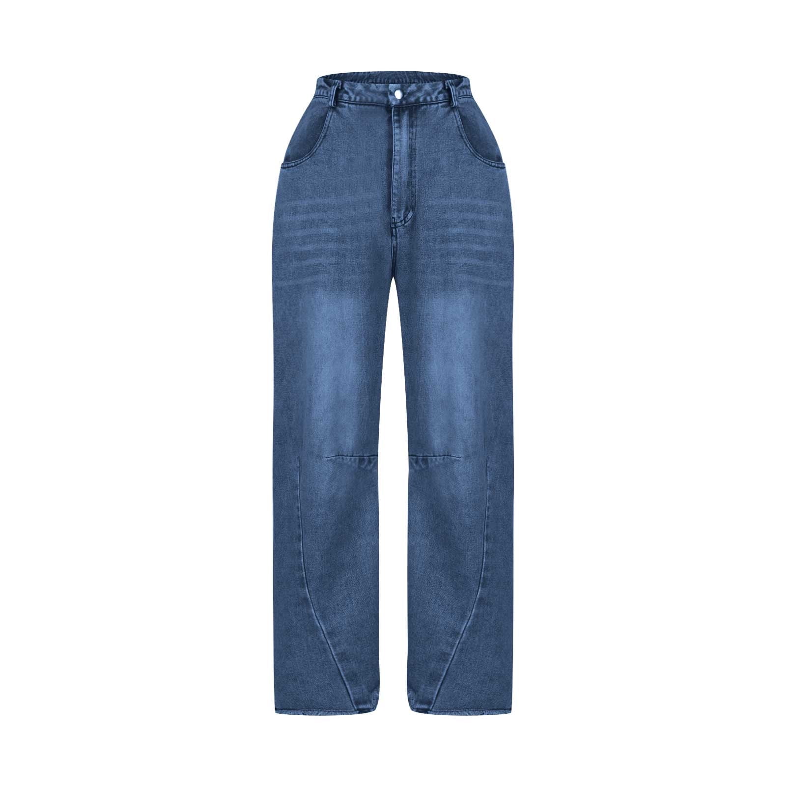 Women's High Waisted Ripped Fringe Denim Pants – Wide Leg, Fall/Winter 2024 Style