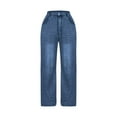 thumbnail image 5 of XFLWAM Women's Baggy Wide Leg Jeans Barrel Horseshoe Boyfriend Cropped Raw Hem Denim Pants Blue XL, 5 of 7
