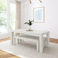 thumbnail image 3 of Plank+Beam Solid Wood Modern Dining Table Set with 2 Benches for 6, White Sand Wirebrush, 3 of 7