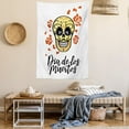 thumbnail image 2 of Day of the Dead Tapestry, Roses Sugar Skull and Mexican Calligraphy, Wall Hanging for Bedroom Living Room Dorm Decor, 40W X 60L Inches, Cinnamon Mustard, by Ambesonne, 2 of 5