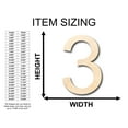 thumbnail image 2 of Unfinished Wood Arial Number 3 Shape - Craft - up to 46" DIY 36" / 1/4", 2 of 3