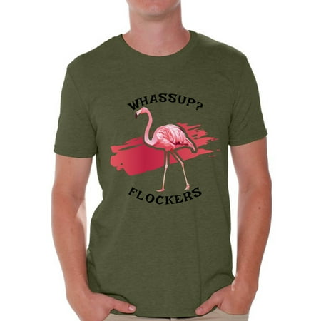 Awkward Styles Whassup Flockers Tshirt for Men Pink Flamingo Shirt Flamingo Shirts for Men Flamingo Summer Outfit Beach T Shirt Funny Flamingo T-Shirt Flamingo Themed Party Men's Flamingo