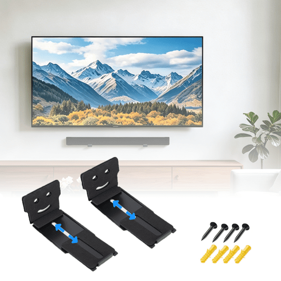 Adjustable Soundbar Wall Mount Bracket, Carbon Steel Sound Bar Hanger, Compatible with LG, Samsung, Sony, Hisense and More, Space-Saving Wall Holder