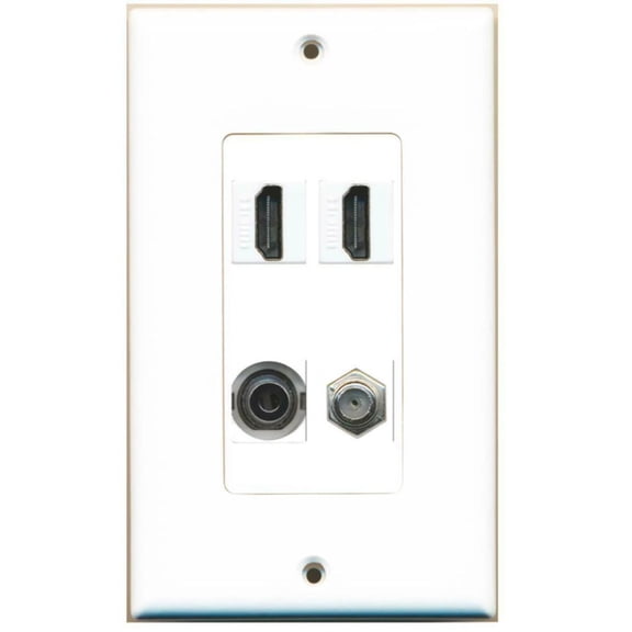 Ultra Spec Cables 1 Gang 2 HDMI Coax 3.5mm Wall Plate