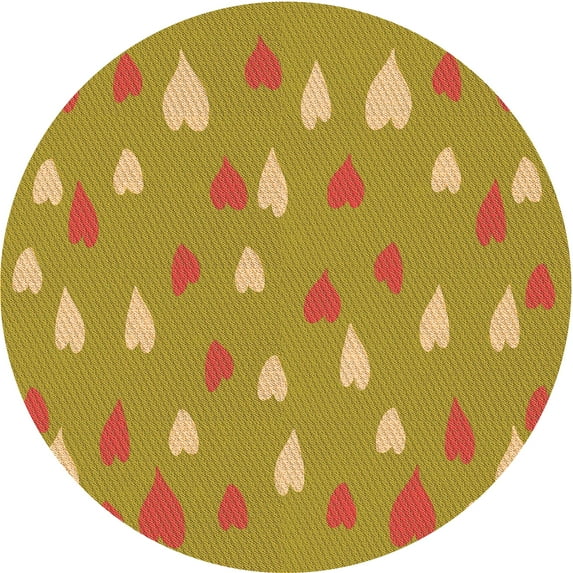 Ahgly Company Machine Washable Indoor Round Transitional Yellow Area Rugs, 4' Round
