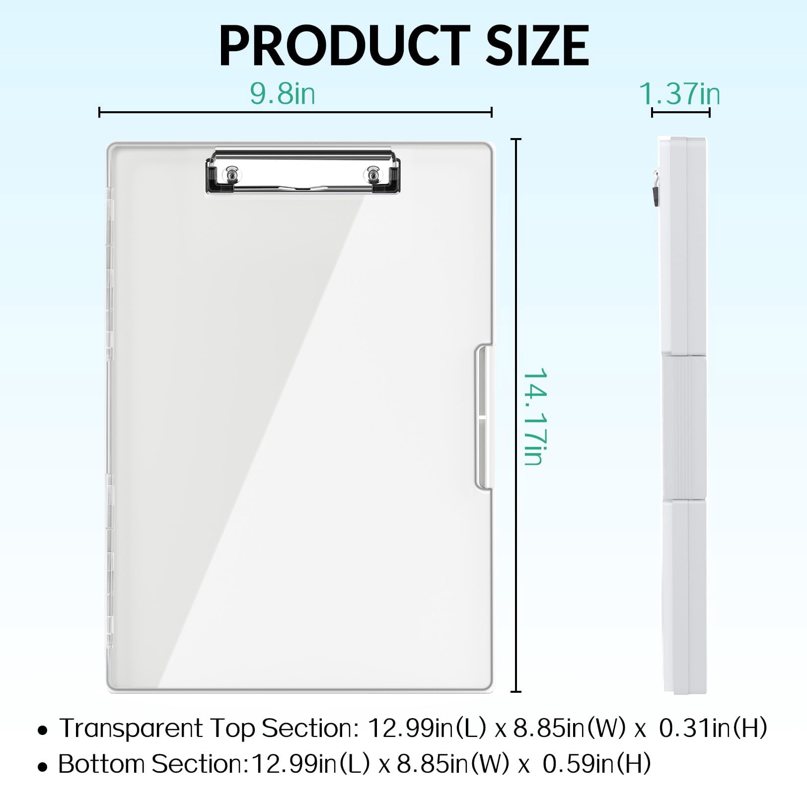 Clipboard With Storage  Heavy Duty Cleaview Clip Boards 8.5x11 Dual Dry Erase Plastic High Capacity Clipboards Folder For Teacher Nurse School & Office Supplies