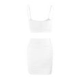 thumbnail image 5 of Kilaqueen Two Piece Sets for Women Spaghetti Strap Off Shoulder Sleeveless Crop Tank Tops and Mini Skirt Solid Color Party Club Vacation Beach Dress Suit, 5 of 9