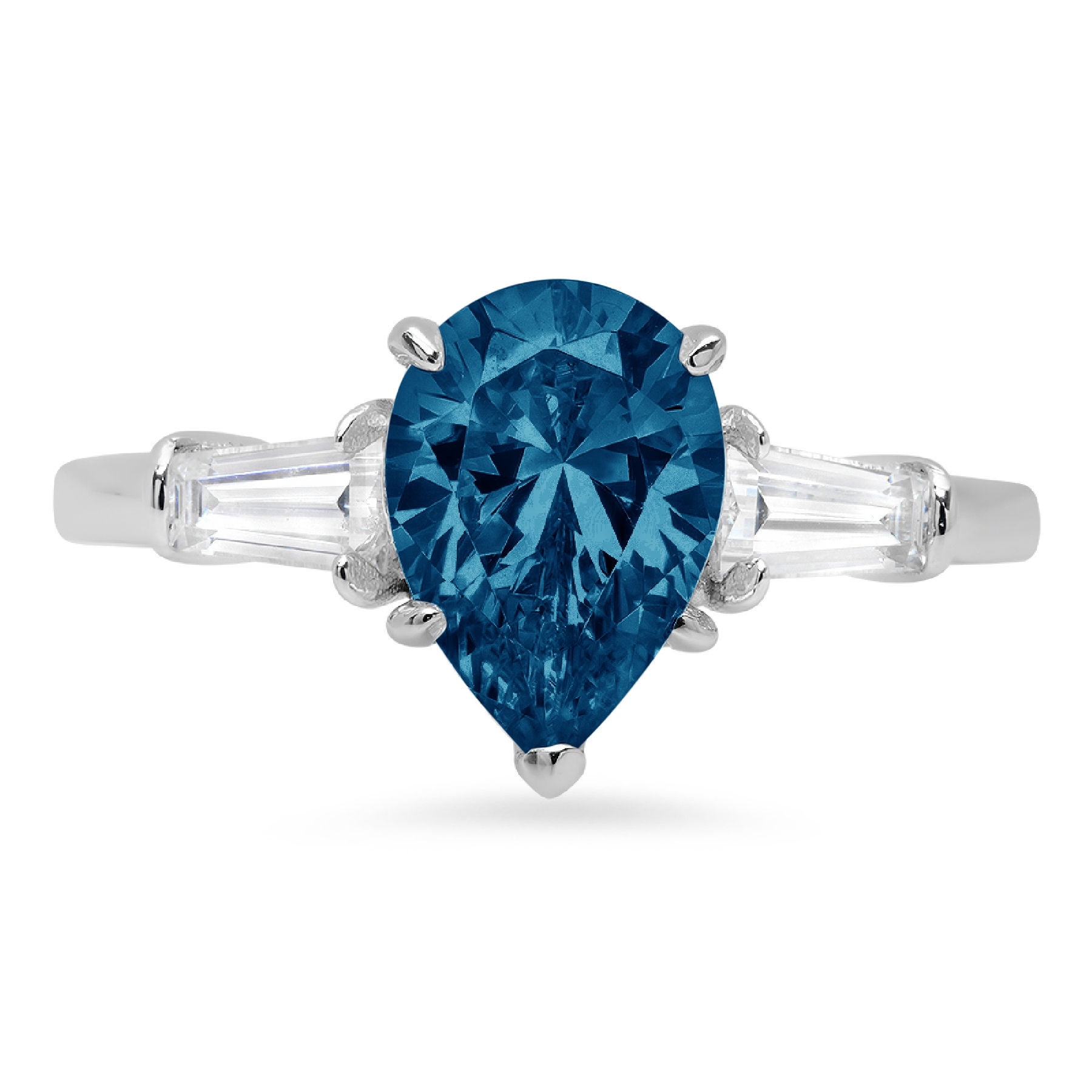 15.5 Carat Aquamarine Engagement Wedding Blue Stone Ring 925 Real Solid Silver