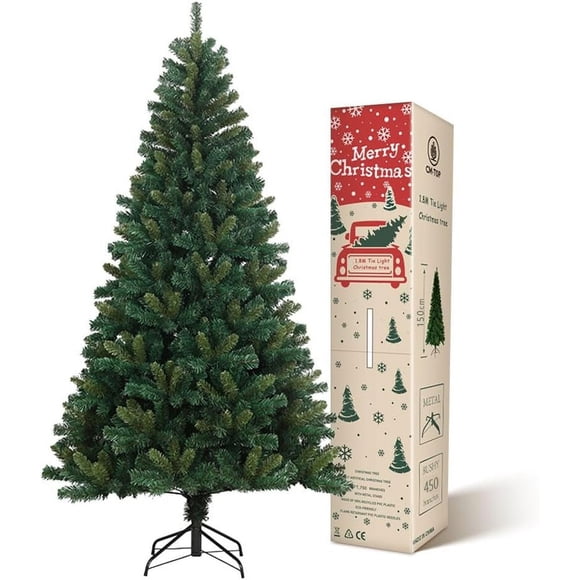 Árbol de Navidad Artificial CM-TOP Montaje Rápido Pino de Navidad Decoración Navidad 150 cm Soporte de Metal 450 Ramas