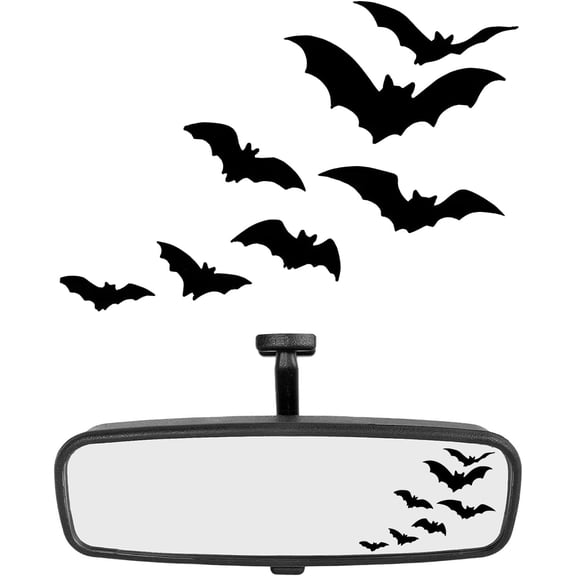 Rearview Mirror Halloween Bat Decal, Funny Flying Bats Window Bumper Vinyl Sticker, Spooky Gothic Bats Decal for Car Truck Mirror Laptop, Car Decoration Accessories