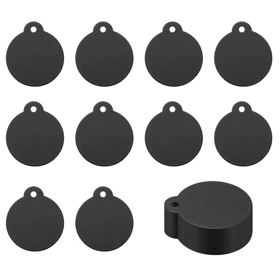 Uxcell Metal Round Stamping Blanks Tags Blank Tag with Hole for Engraving Black