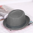 thumbnail image 2 of longantii Summer Breathable Mesh Pork Pie Hat,Retro Straw Breathable Sun Protection Cap,Lightweight Fedora Bowler Hat Gray, 2 of 6