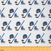 Homewish Cartoon Ice Hockey Fabric by the Yard 3 Yard, Modern Ball Sports Sewing Fabric