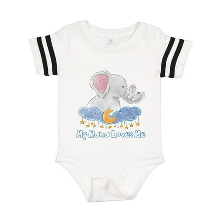 

Inktastic My Nana Loves Me Cute Elephants Clouds Moon and Stars Gift Baby Boy or Baby Girl Bodysuit