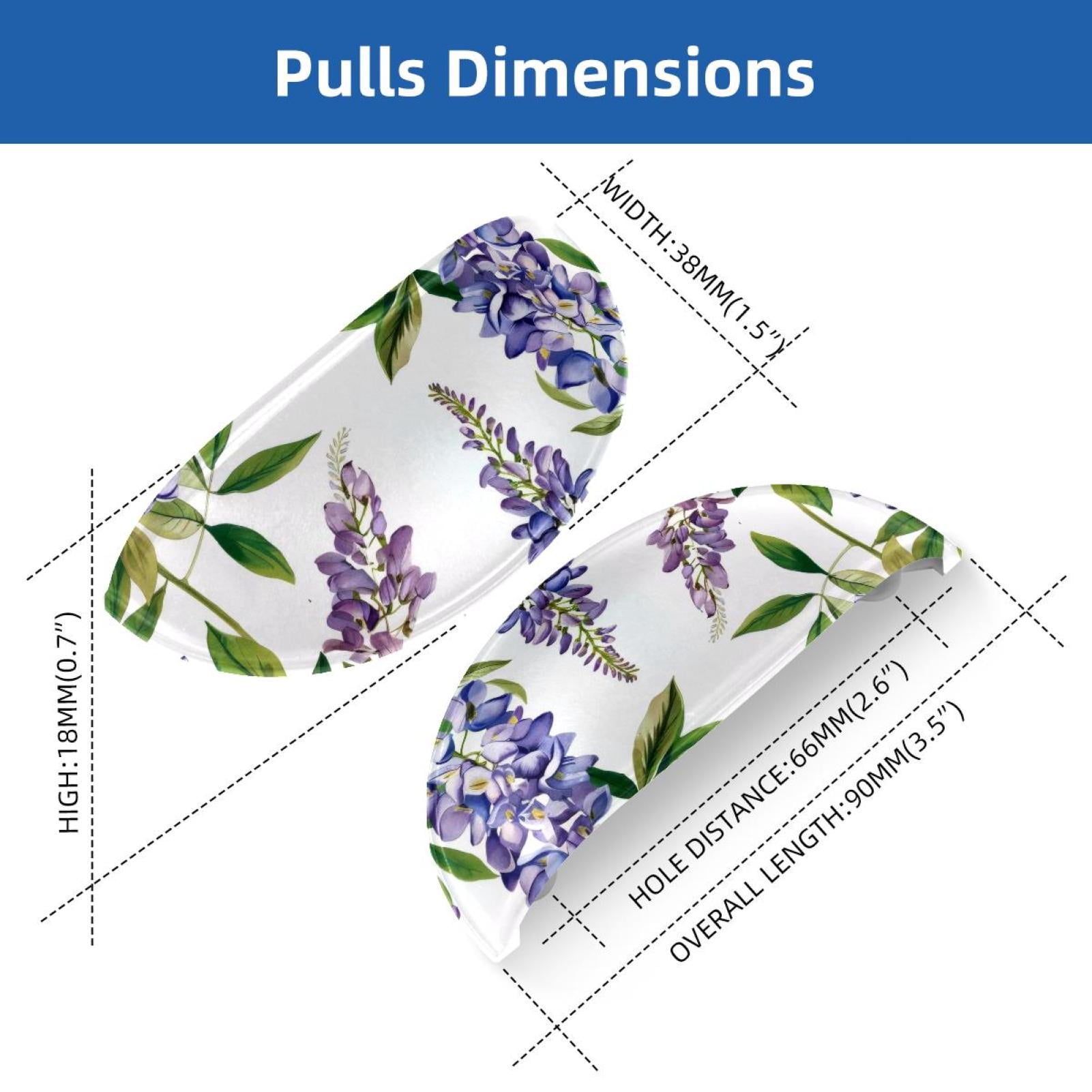 PhooArto 6 Pcs Cup Drawer Pulls, Purple Wisteria Flower Pattern Shell Shape Handles Cabinet Knobs for Dresser Cupboard Closet Wardrobe with Screws
