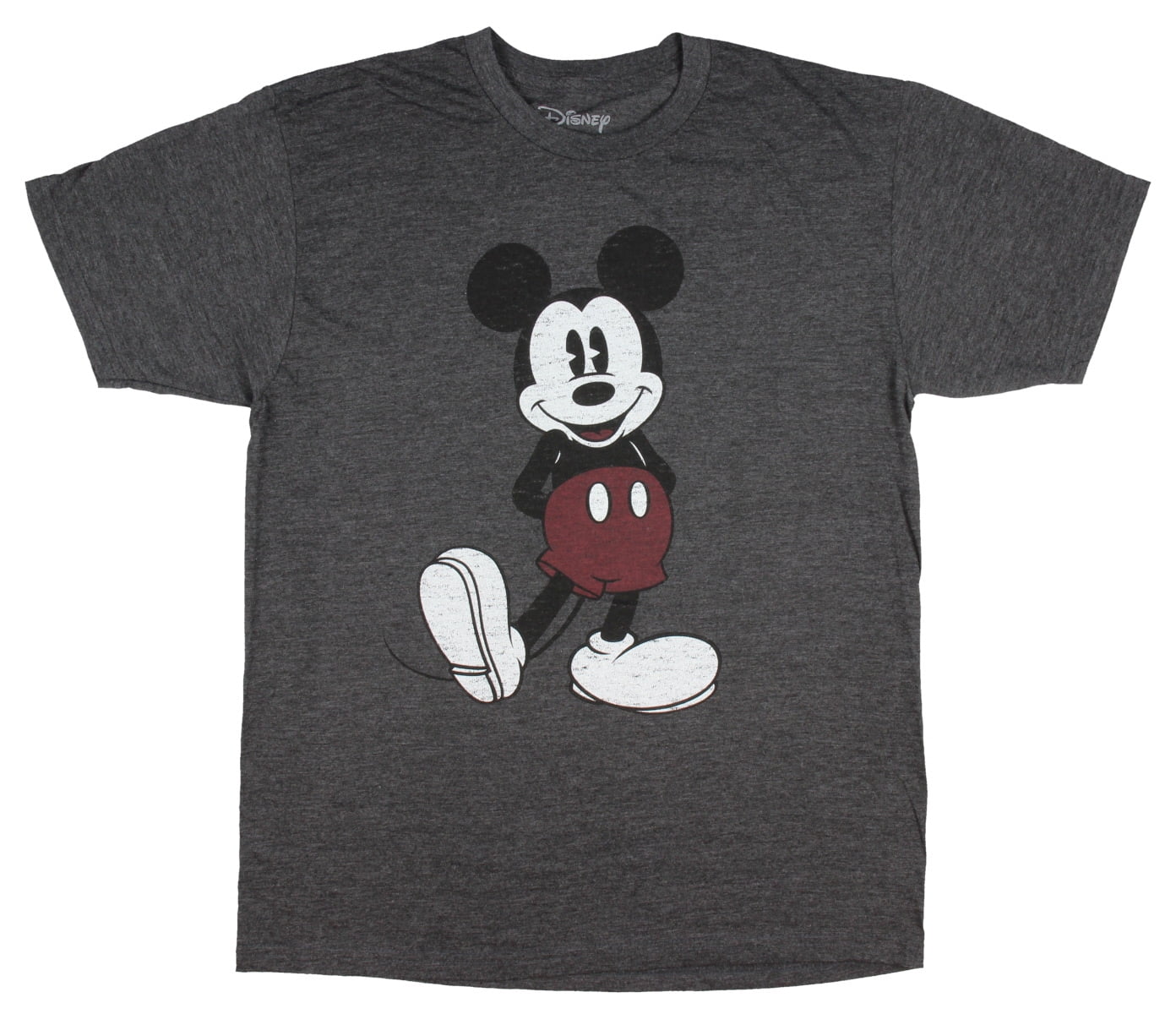 Disney Mickey Mouse Full Pose Distressed Charcoal Heather Men's T-Shirt New