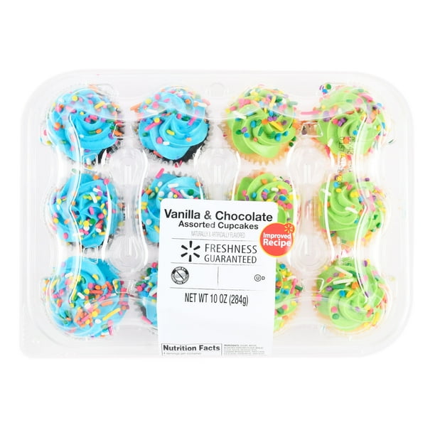 Freshness Guaranteed Vanilla Chocolate Mini Cupcakes 10 Oz 12 Count Walmart Com