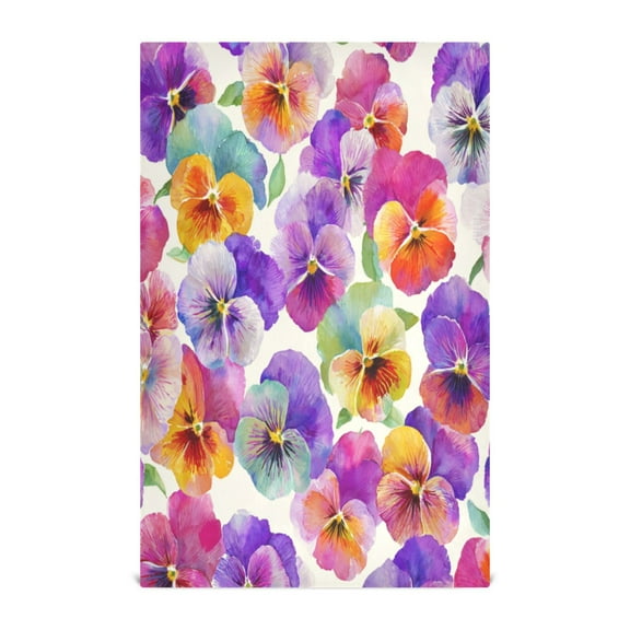 Multi-Purpose Kitchen Towels 28x18 Inch Dishcloths with Hanging Loop Decorative and Practical Towels for Kitchen, Dining Pansy Pattern