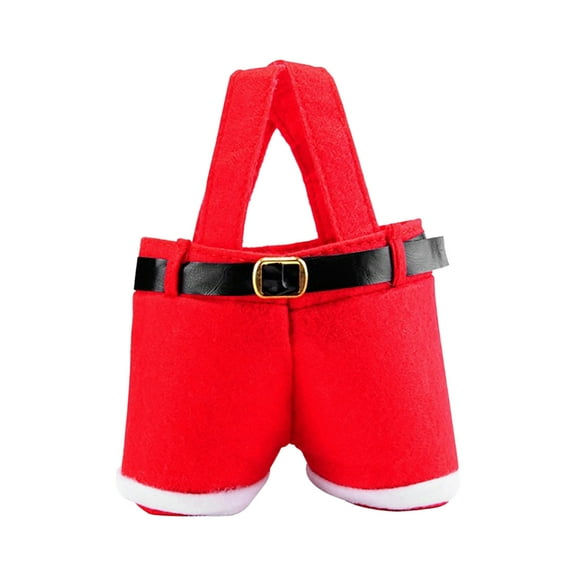 Wadada Christmas Candy Bags, Large Christmas Candy Basket Wine Holders Santa Pants Gift and Treat Bags with Handle Portable Candy Gift Wrap for Christmas Decor (7.8x5.7 inch)