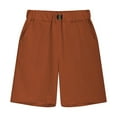 thumbnail image 3 of Cethrio Boys Summer Shorts, Casual School Uniform Cotton Linen Shorts with Pockets Brown Size 13-14T, 3 of 5