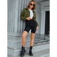 thumbnail image 3 of Eilly Bazar Crop Jacket for Women Long Sleeve Flap Pocket Ruched Sleeve Female Jacket Army Green S, 3 of 5