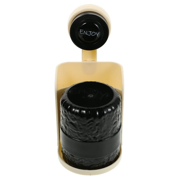Portacepillos de dientes de pared con vaso, autodrenante, organizador de cepillos de dientes para baño, sin taladro, vaso de plástico negro