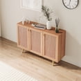 thumbnail image 5 of Modern Farmhouse 3 Door Storage Cabinet with Adjustable Shelves, Brown Accent Cabinet with Metal Legs Kitchen Storage Cabinet, Sideboard Buffet Cabinet for Dining Room, Entryway, and Kitchen, 5 of 8