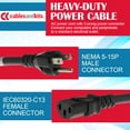thumbnail image 3 of Cables y kits de cables de alimentación de alta resistencia, 3 clavijas, 6 pies (1,8 m), 15 A/125 V, 3 of 9