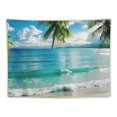 thumbnail image 5 of PRATYUS Ocean Beach Tapestry Wall Hanging Blue Sea Tropic Island Paradise Summer Coconut Tree Palm Seaside Window Nature for Bedroom Aesthetic Painting, 5 of 6