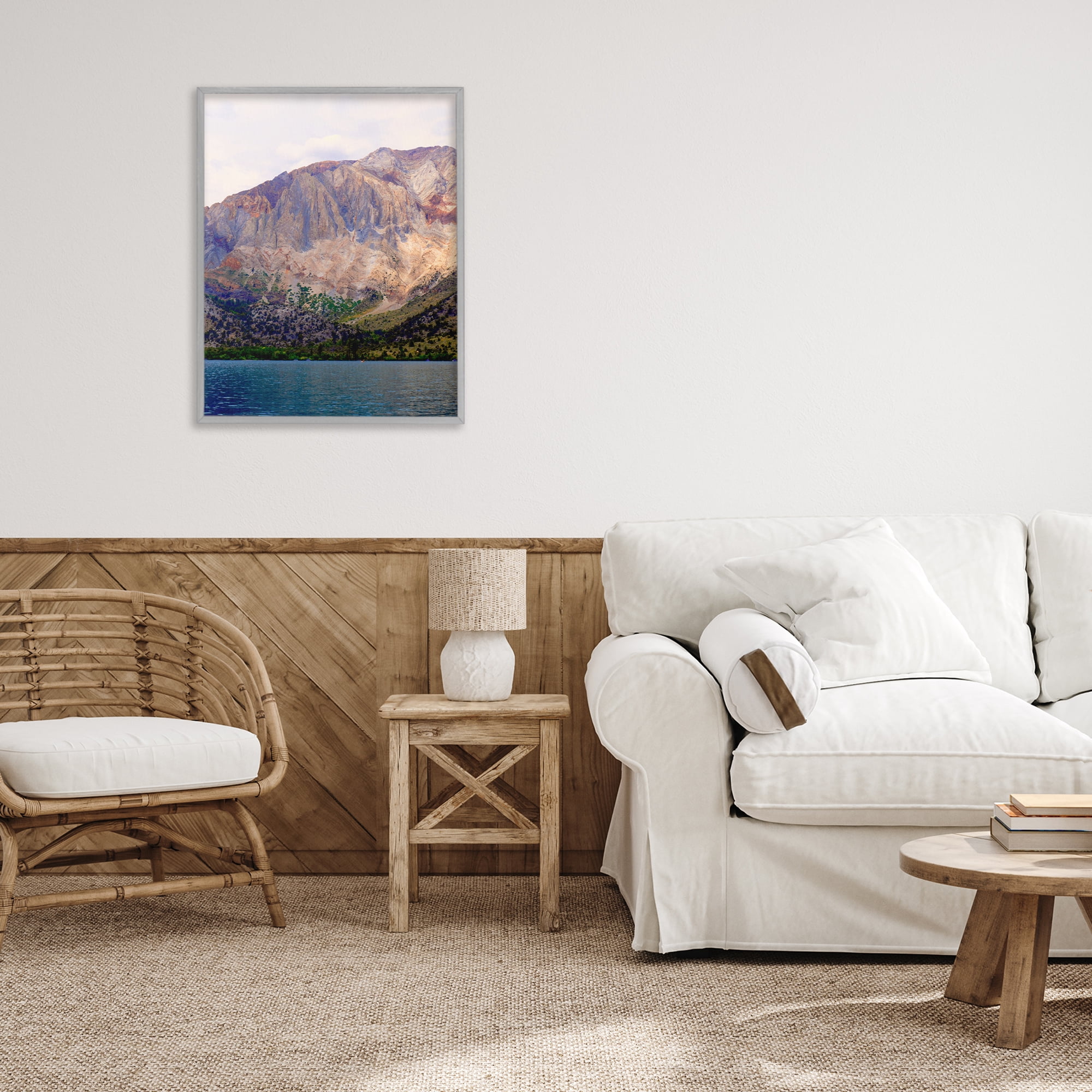 Stupell Industries Serene Lake Beneath Mountains Gray Framed Giclee Art, design by Gemma Bardot