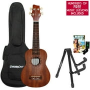 Sawtooth Mahogany Soprano Ukulele - Includes: Gig Bag, Ukulele Stand, Tuner, Ukulele Quick Start Guide, and Free Music Lessons