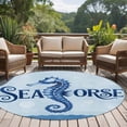 thumbnail image 5 of Navy Blue Seahorse 6ft Round Rugs, Summer Coastal Bubbles Ocean Waves Washable Non-Slip Area Rugs for Living Room Bedroom Kitchen, Soft Low Pile Dining Room Kicthen Circle Carpet, Indoor Floor Rug, 5 of 9