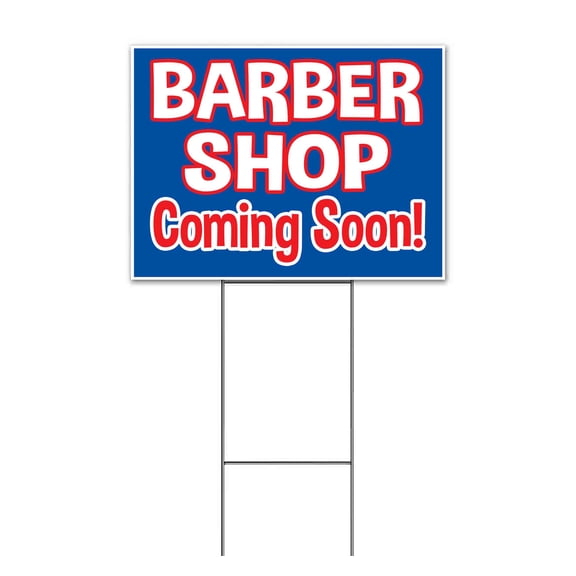 Barber Shop Coming Soon (18" x 24") Yard Sign, Includes Metal Step Stake