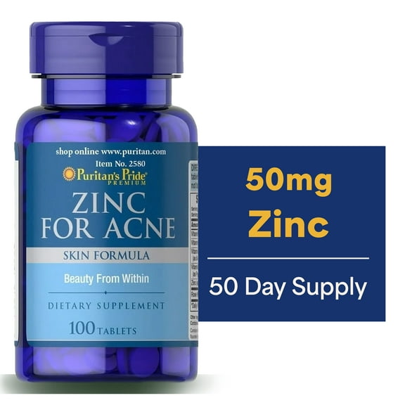 Puritan's Pride Zinc for Acne-100 Tablets