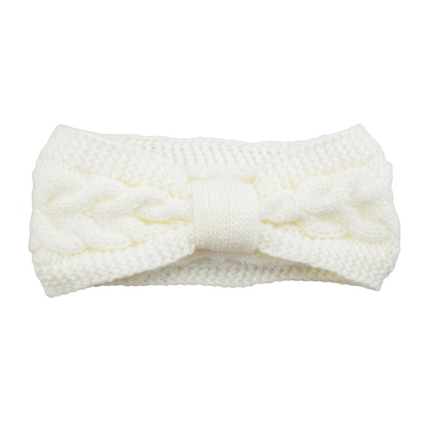 Sonducket Diademas tejidas con lazo elástico, forro polar de ganchillo, ajustable, ancha, cálida, calentador de orejas, diadema, regalos para mujer Accesorio para el cabello Blanco Sonducket AP009571-02B
